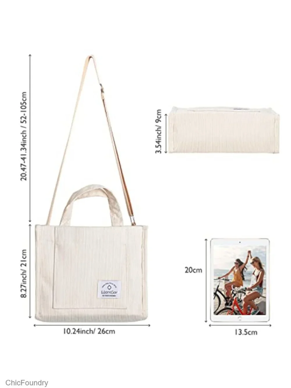Corduroy Tote Bag Women Crossbody Shoulder Handbag Satchel Purse
